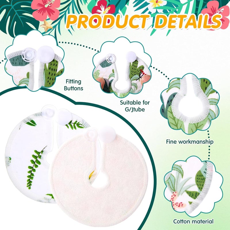 Threlaco 48 Pcs Gtube Button Covers Feeding Tube Pads Holder Abdominal Reusable Accessories Peg Tube Soft Absorbent Breast Feeding Pads Breastfeeding Support Nursing Care Stay Dry(Green Leaf) - Image 2